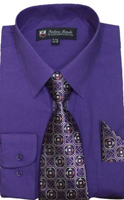 New Men's Dress Shirt w/ Matching Tie and Handkerchief Set  SG-21B