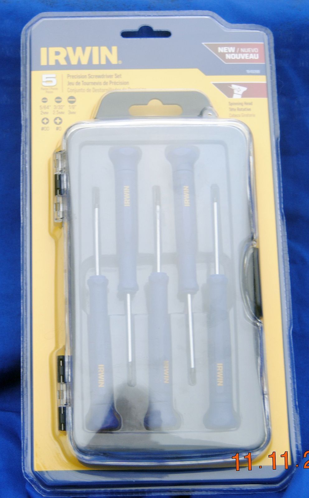 IRWIN 1949289 PRECISION SCREWDRIVER 5 PIECE SET PLASTIC CASE SPINNING HEAD NEW