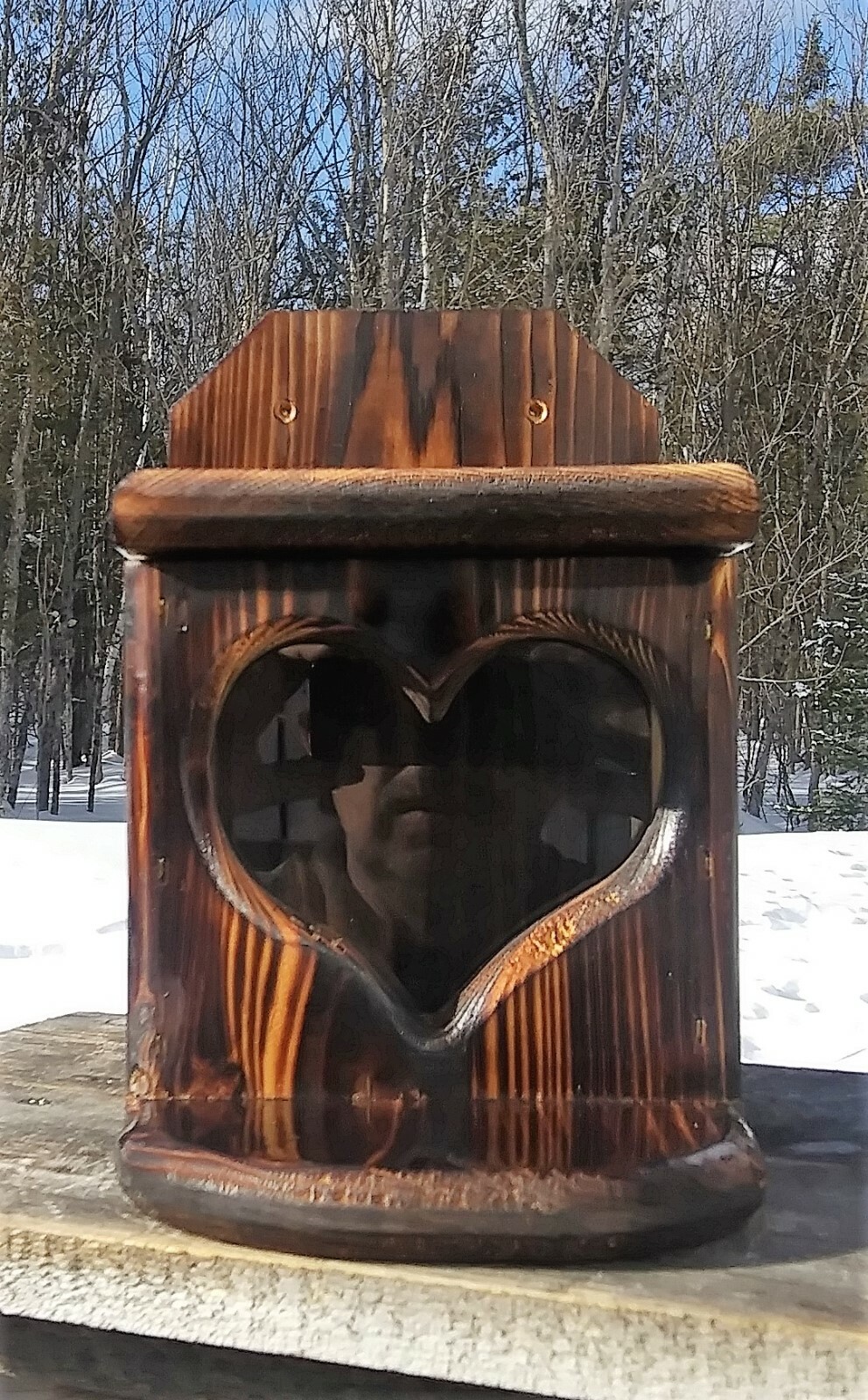 Pop Up heart, square, tree or fence mount squirrel feeder, cedar wood, TBNUP #1B