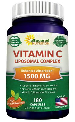 aSquared Nutrition Vitamin C Liposomal Complex - 1500mg Supplement - 180 Caps...