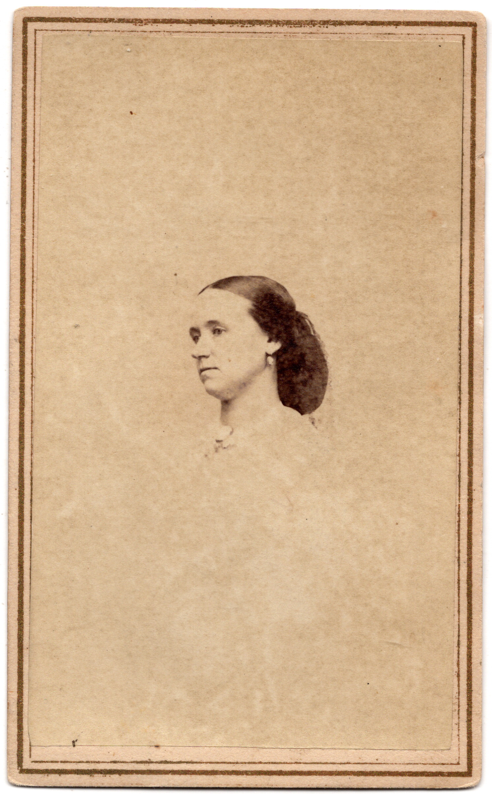 CDV Circa 1860s 2c Civil War Tax Stamp Gorgeous Lady Profile NY NY