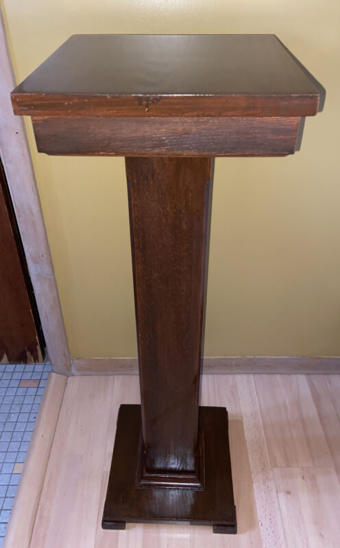 Antique 36” solid Oak Pedestal Plant Stand  Arts and Crafts Mission Style Pulpit