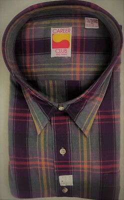 Dress Sport Shirt - Plaid - Wine - Grey -Blue - Green - Career Club - 4X-BIG