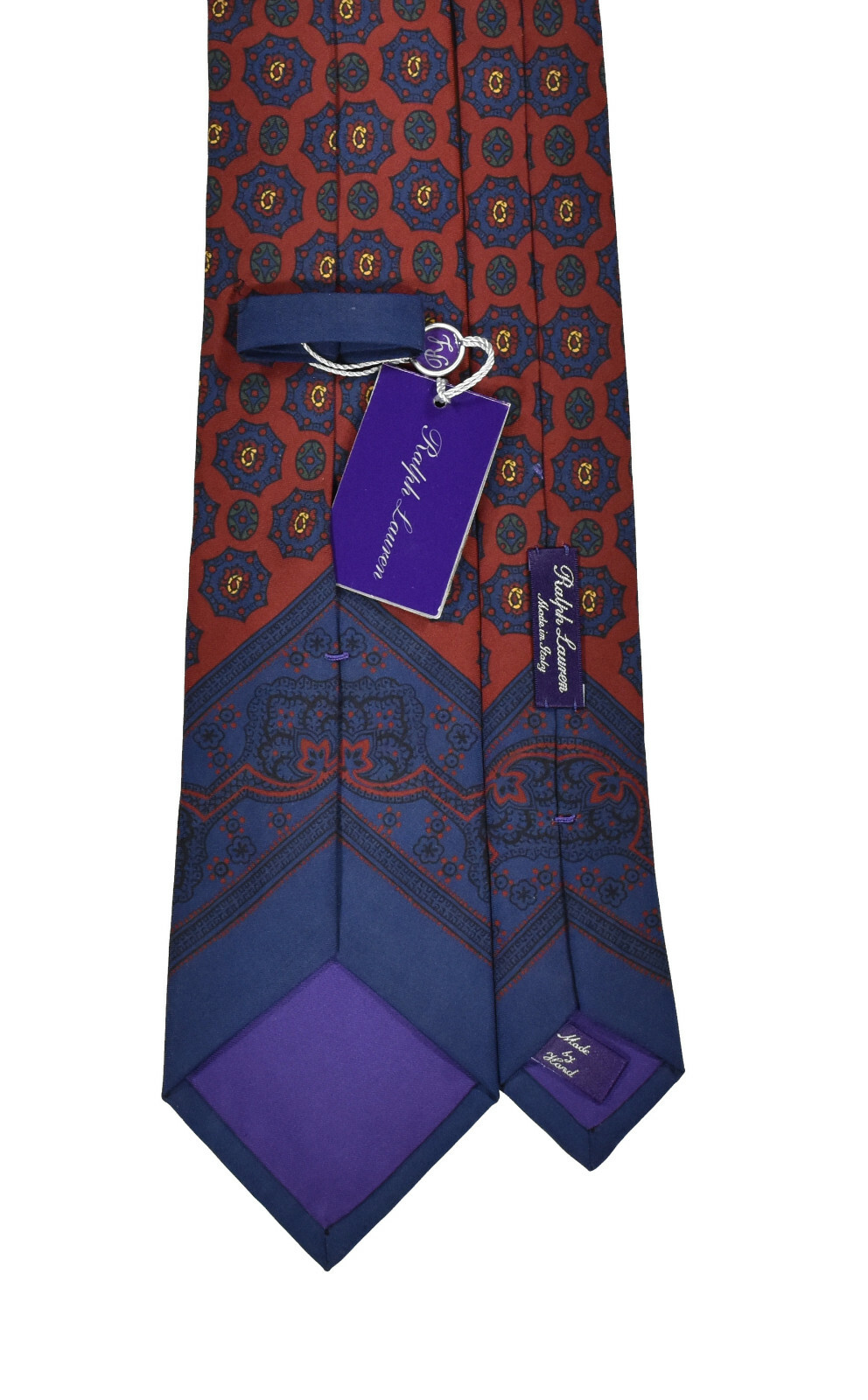 美品　Ralph Lauren Purple Label ペイズリー柄ネクタイ Ralph Lauren Purple Label Handmade Blue Patterned Mulberry