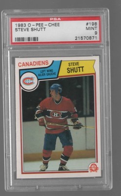 1983-84 OPC O PEE CHEE NHL #198 STEVE SHUTT HOF PSA 9 MINT Montreal Canadiens