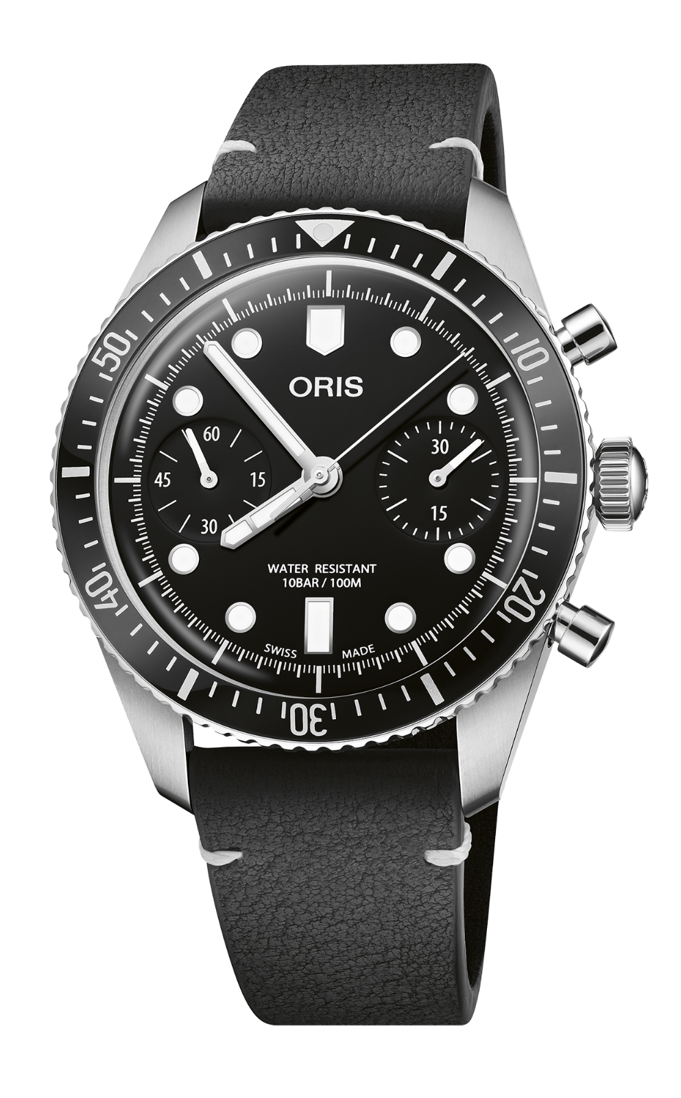 ORIS ORIS DIVERS SIXTY-FIVE AUTOMATIC CHRONOGRAPH LEATHER MENS WATCH 771 7791 4054-LS