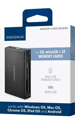Insignia Memory Card Reader for SD, microSD and CompactFlash - Black - NS-CRDAC1