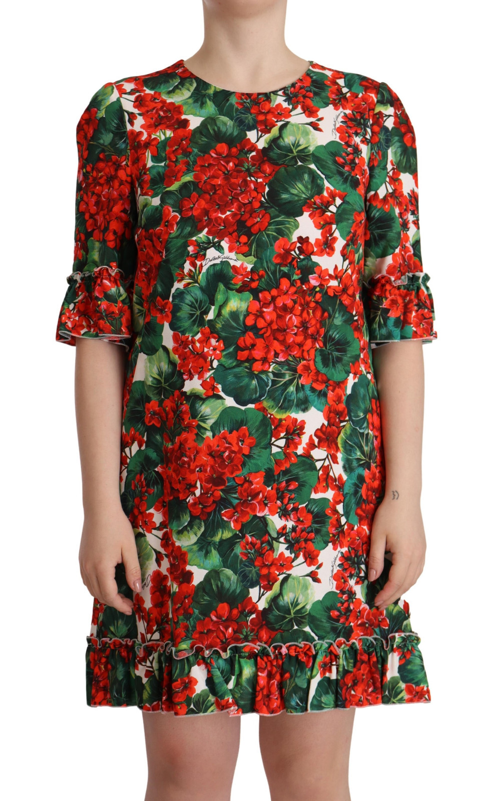 DOLCE & GABBANA Dress Multicolor Red Floral Shift Gown IT44 DOLCE & GABBANA Dress Multicolor Red Floral Shift Gown IT44