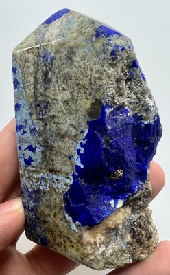 268 Grams Top Royal Blue Lazurite Including Slightly Afghanite Polished Tower.