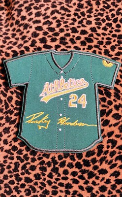 Rickey Henderson Series 3 Oakland Athletics 4 Inch Iron On Jersey Patch Front 1