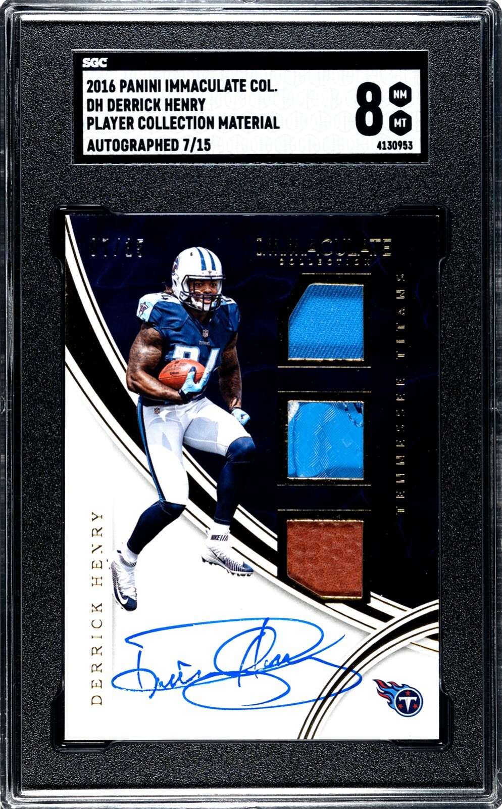 Derrick Henry signed 2016 Panini Immaculate RC Patch/On Card