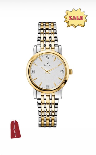 Pre-owned Bulova Women's Diamond Accent Two-tone Stainless Steel Bracelet Watch 30mm