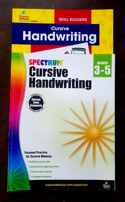 2 Spectrum and Carson Deliosa Cursive Handwriting Books Grades 3-5 (Unmarked)