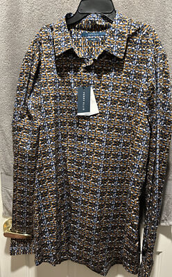 Perry Ellis Men's Size 2XLT - Coastal Fjord Pattern Shirt- Stretch - MSRP 89.50