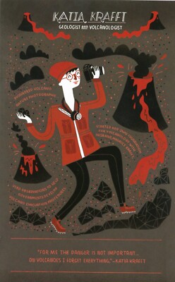 Katia Krafft, Geologist & Volcanologist (French, 1942-1991- ) --POSTCARD