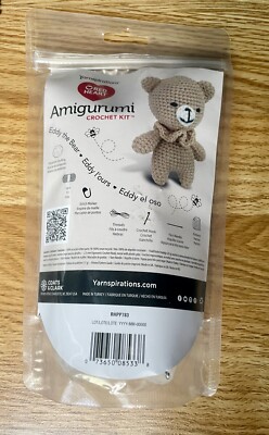 Yarnspirations Red Heart Amigurumi Eddy Bear Crochet Kit - New/Sealed