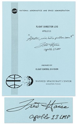 Fred Haise Signed Copy of the Apollo 13 Lunar Trajectory Notes Blue Manual