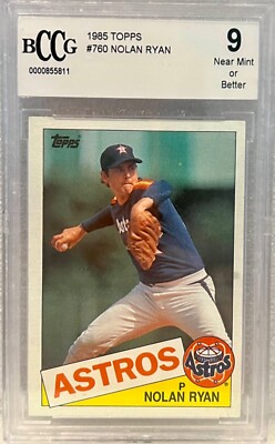 1985 Topps Baseball  #760 NOLAN RYAN HOF -  BCCG 9 (Near Mint or Better) Astros