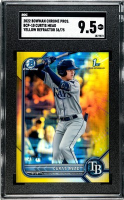2022 Bowman Chrome Curtis Mead Yellow Refractor #36/75 SGC 9.5