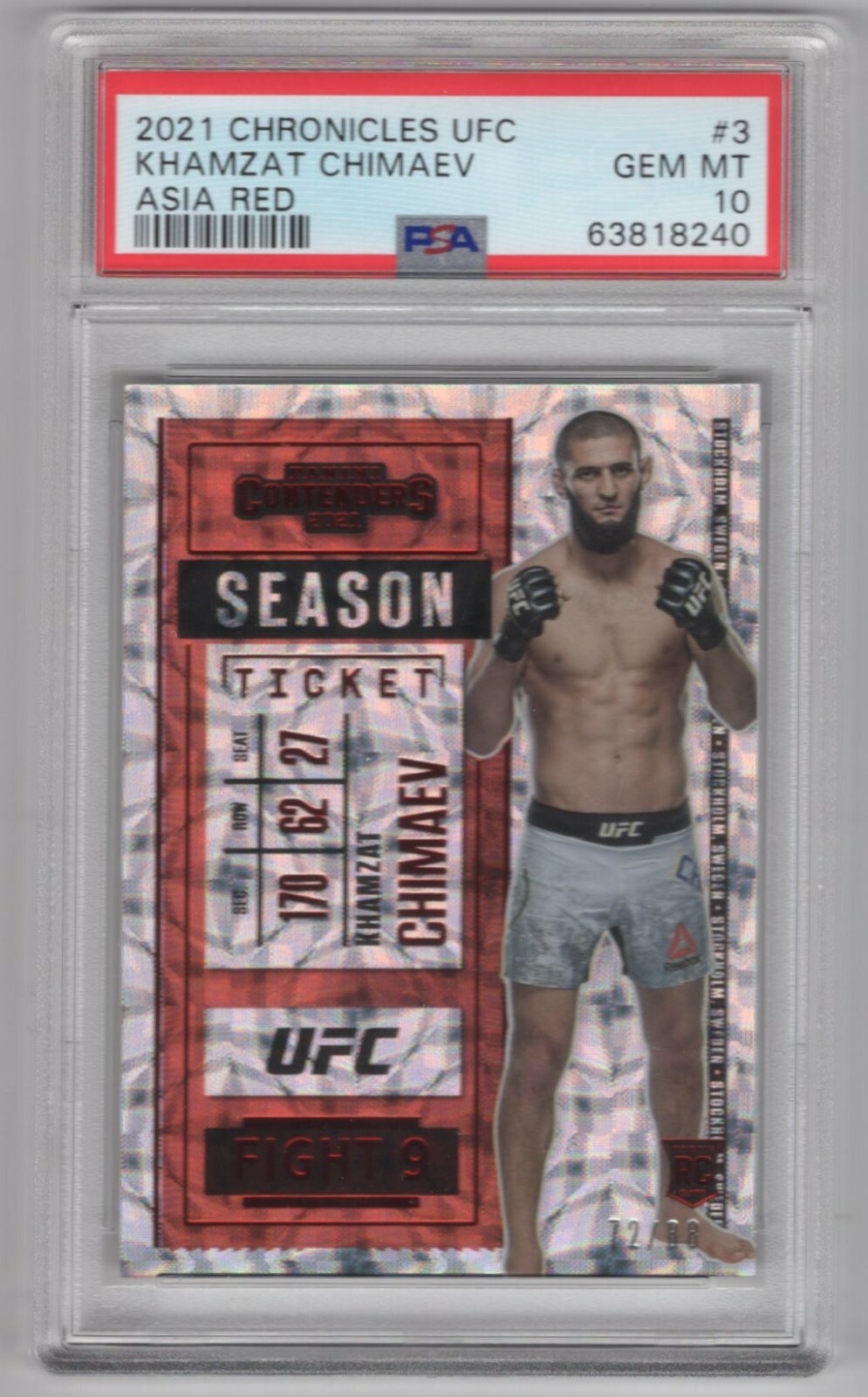 psa10 チマエフ Khamzat Chimaev RC UFC トレカ Khamzat Chimaev RC Rookie Panini 2021 UFC Prizm Debut