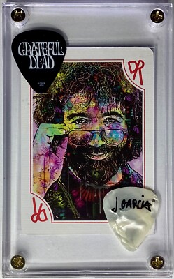 Nice - Grateful Dead Jerry Garcia D. Russo card/ 2 official guitar pick display!