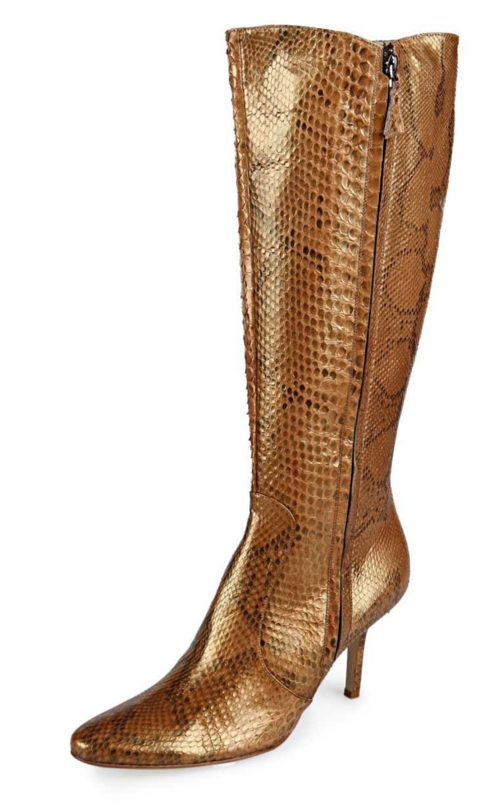 HIGH ANYI MORDI LONDON PYTHON LEATHER GOLD STIEFEL BOOTS SCHUHE SHOES HIGH KNEE 42
