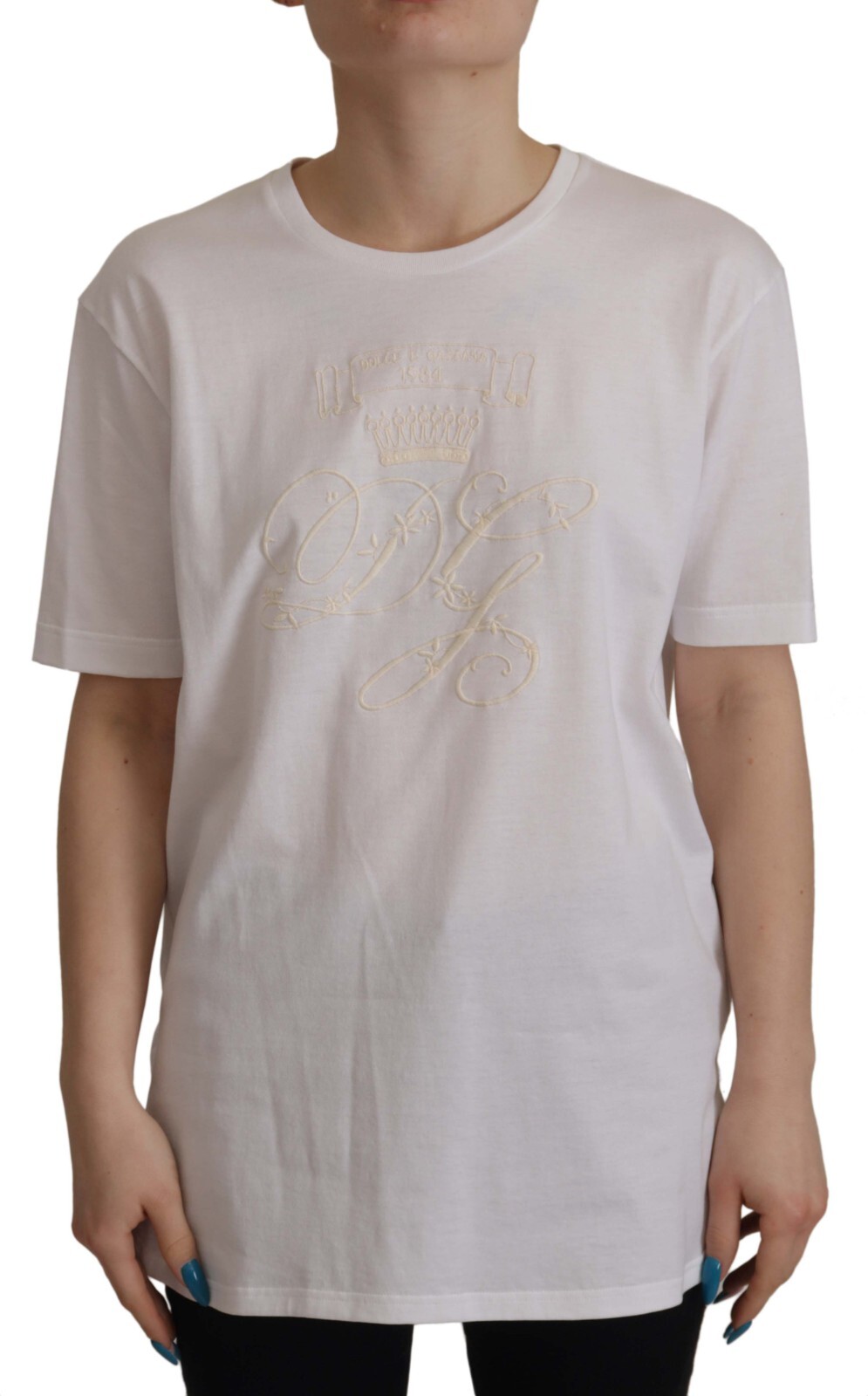 

DOLCE - GABBANA Футболка, хлопковый белый пуловер с вышивкой, топ IT40/US6/ 900usd