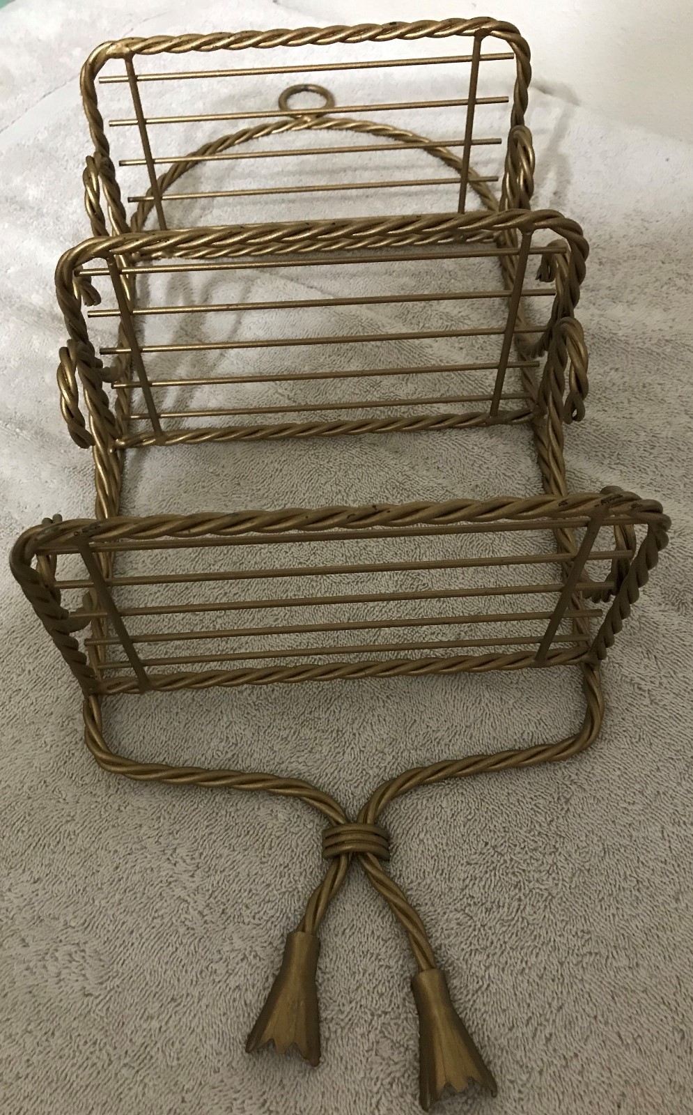 Homco Home Interiors Gold 3 Shelf Cascading Swirls Braided 21.5