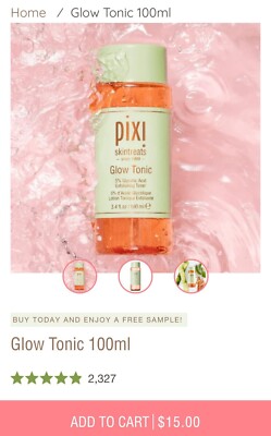 Pixi Beauty Glow Tonic Exfoliating Toner Skintreats 3.4 fl oz Full Size Sealed