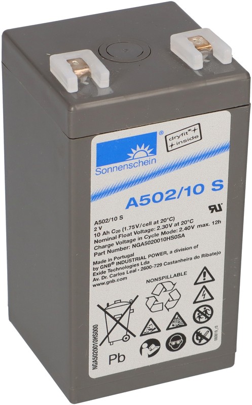 Exide Sonnenschein Dryfit A502/10s Faston 4,8 2v 10ah Bleigel Akku 4,8mm 