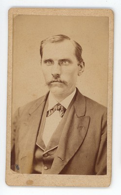 Antique CDV Circa 1870s Esmay Rugged Man in Suit With Mustache Sabula, IA