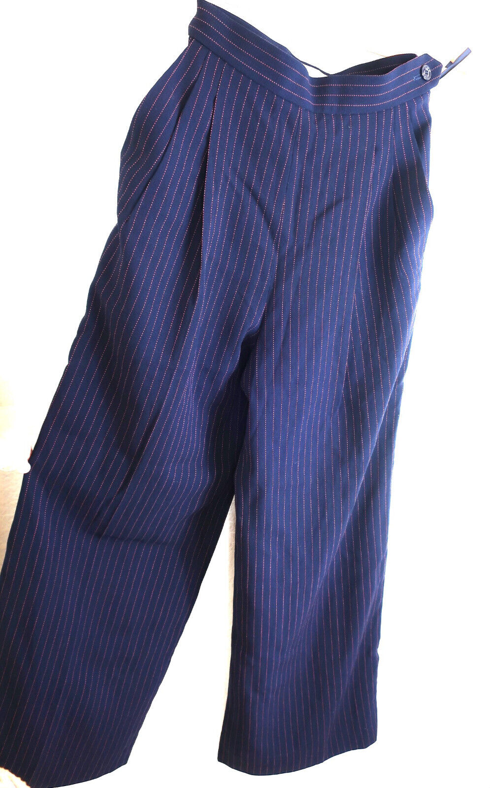 CHRISTIAN DIOR Navy Pin Wool Wide Highwaist Jeans Trouser CHRISTIAN DIOR Navy Pin Wool Wide Highwaist Jeans Trouser