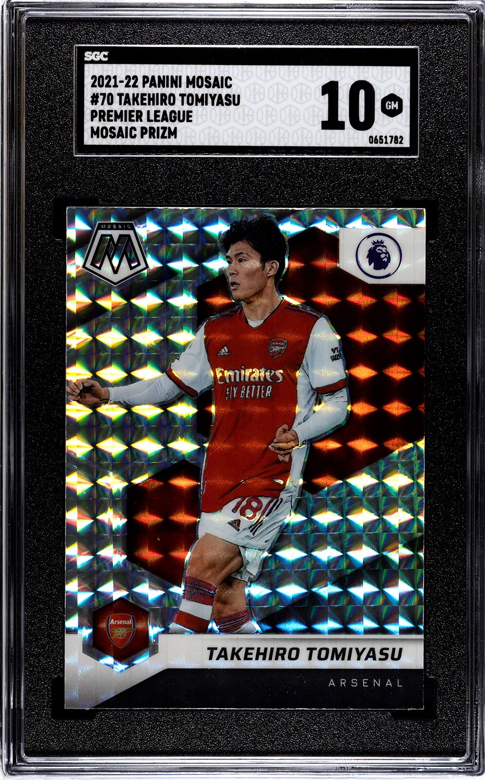 冨安健洋 Panini Prizm Gold Prizm 10枚限定 2021 Panini Mosaic Premier League #70 Takehiro Tomiyasu
