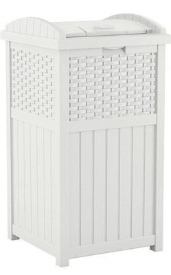 Suncast Hideaway Trash Can Bin (Wicker Resin) White 2 Pack