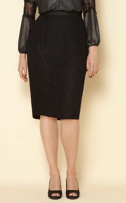 Clements Ribeiro For Evans Swan Lace Grace Pencil  Skirt Plus Size EU 26/US 20