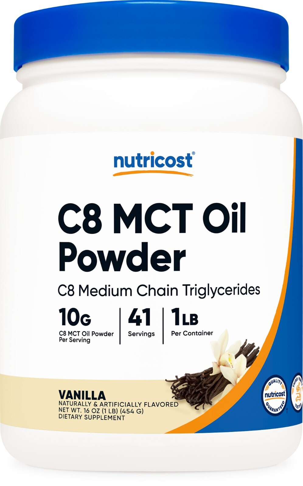 Порошок масла C8 CMT Nutricost 1 фунт (16 унций) со вкусом ванили - 95% масла C8 CMT