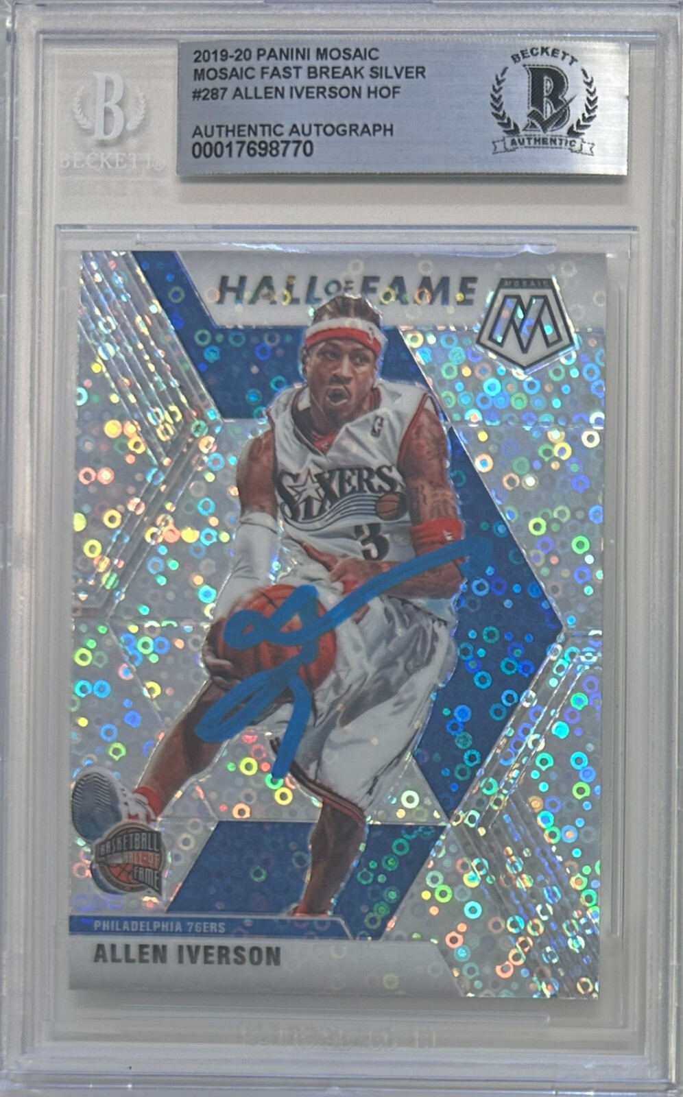 Allen Iverson auto signed Panini 2020 #287 76ers BAS Prizm