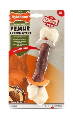 Nylabone Extreme Tough Dog Chew Toy Femur Alternative, Mess-Free, Beef Flavour, 