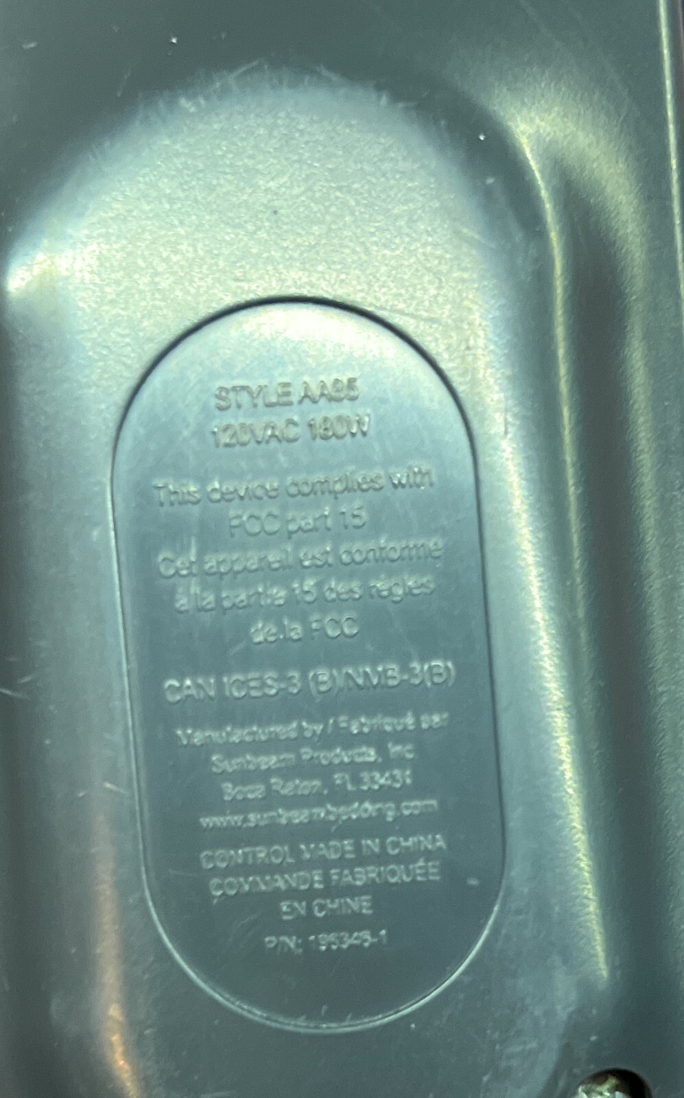 Sunbeam Holmes Electric Heated Throw Blanket Controller 3