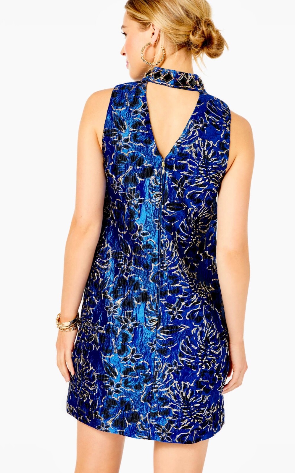 Pre-owned Lilly Pulitzer Brandi Shift Blue Twilight Floral Brocade $278 Size 10,14 In Multicolor