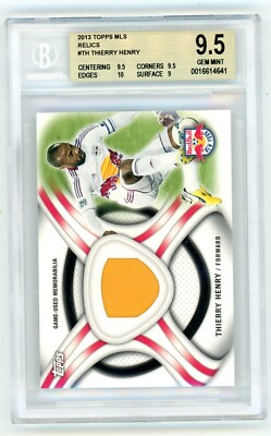 2013 TOPPS MLS RELIC JERSEY MATERIALS THIERRY HENRY NY RED BULLS BGS 9.5 GEM