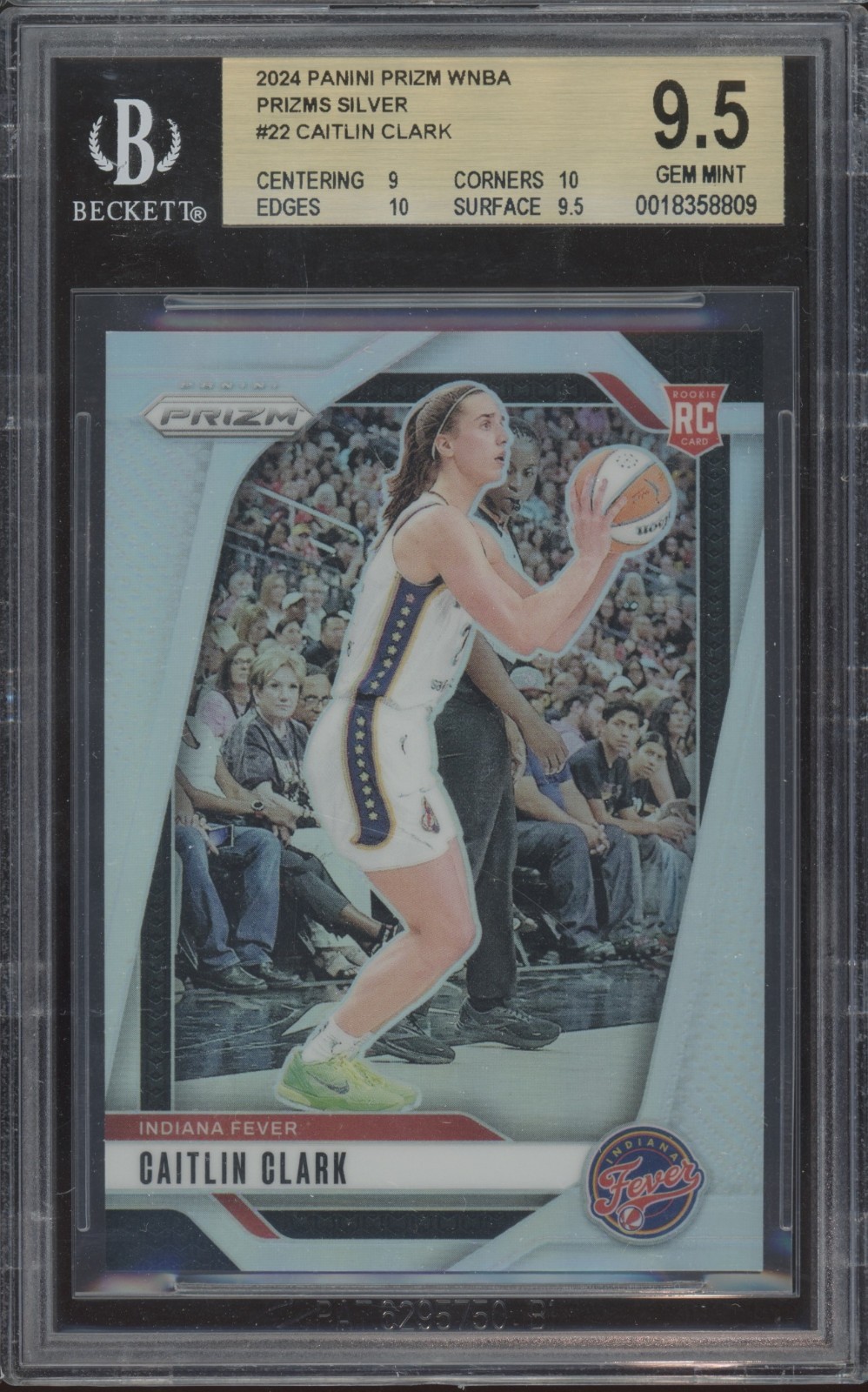 2024 Panini Prizm WNBA Silver #22 Caitlin Clark RC Rookie Gem Mint BGS 9.5