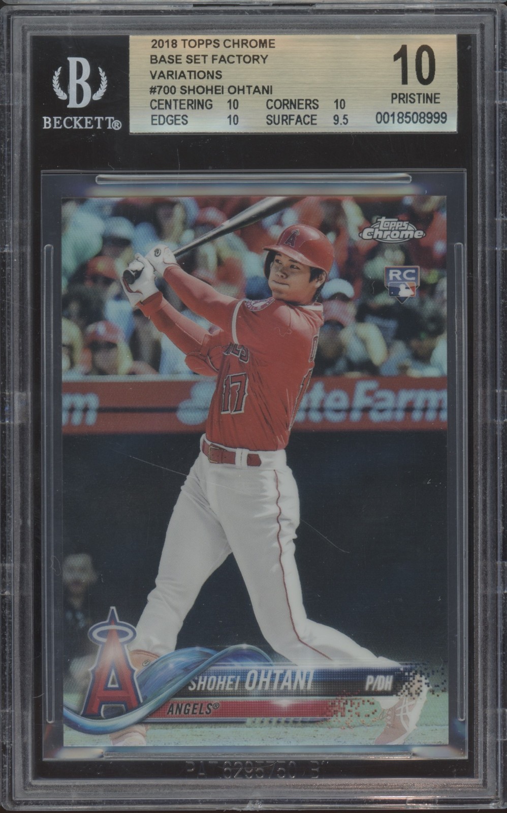 2018 Topps Chrome Refractor Set Variation #700 Shohei Ohtani RC Pristine BGS 10