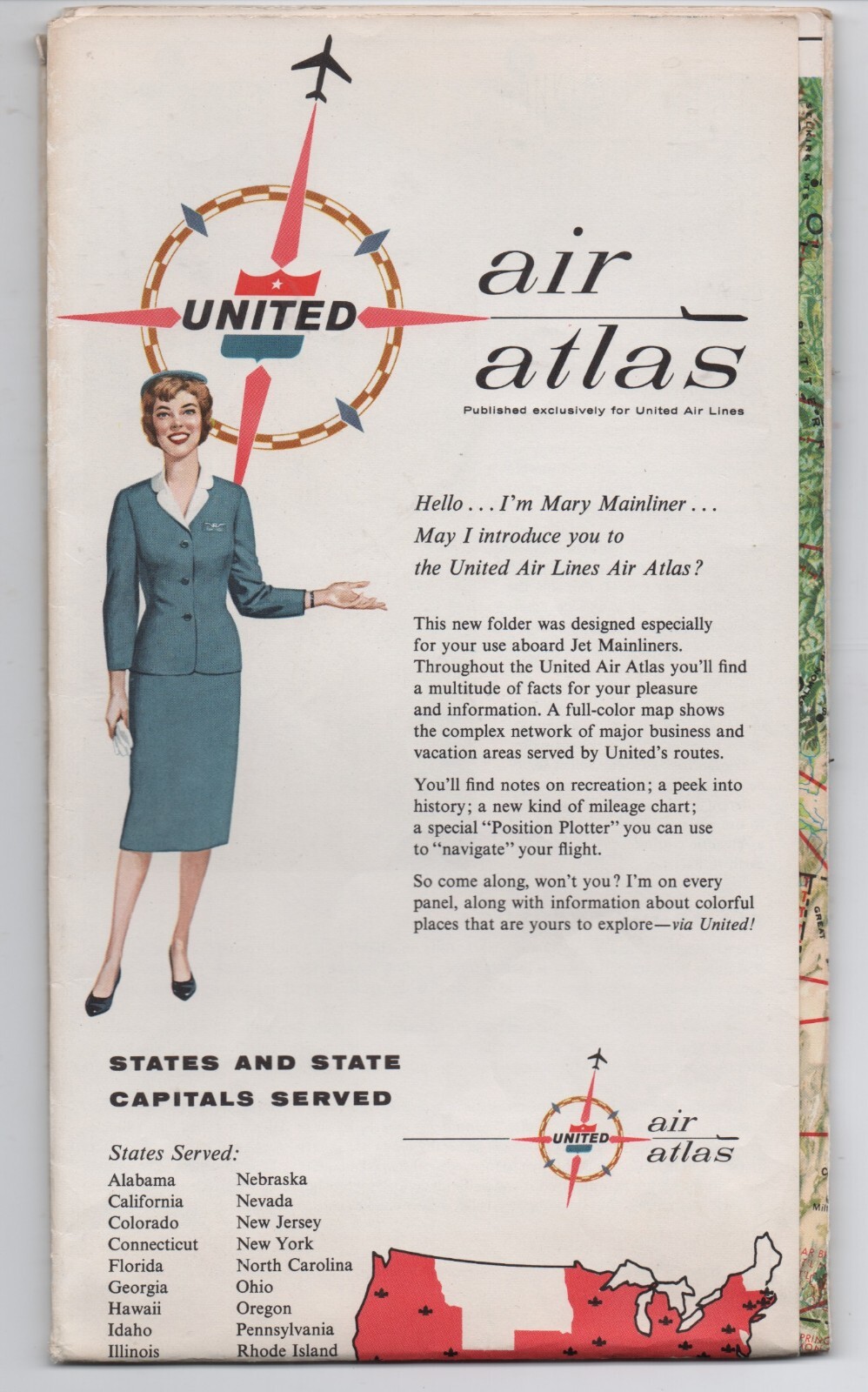 ビンテージ ユナイテッドエアライン アメリカ マップ VINTAGE LARGE ROUTE MAP UNITED AIRLINES ROUTE MAP UAL 1970