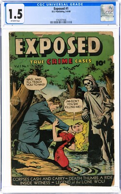 Exposed #1 CGC 3.5 Off-White Pages Choking Cover Pre-Code Horror Skull 1948