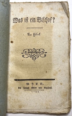 Joseph Valentin Eybel / Was ist ein Bischof? 1st Edition 1782