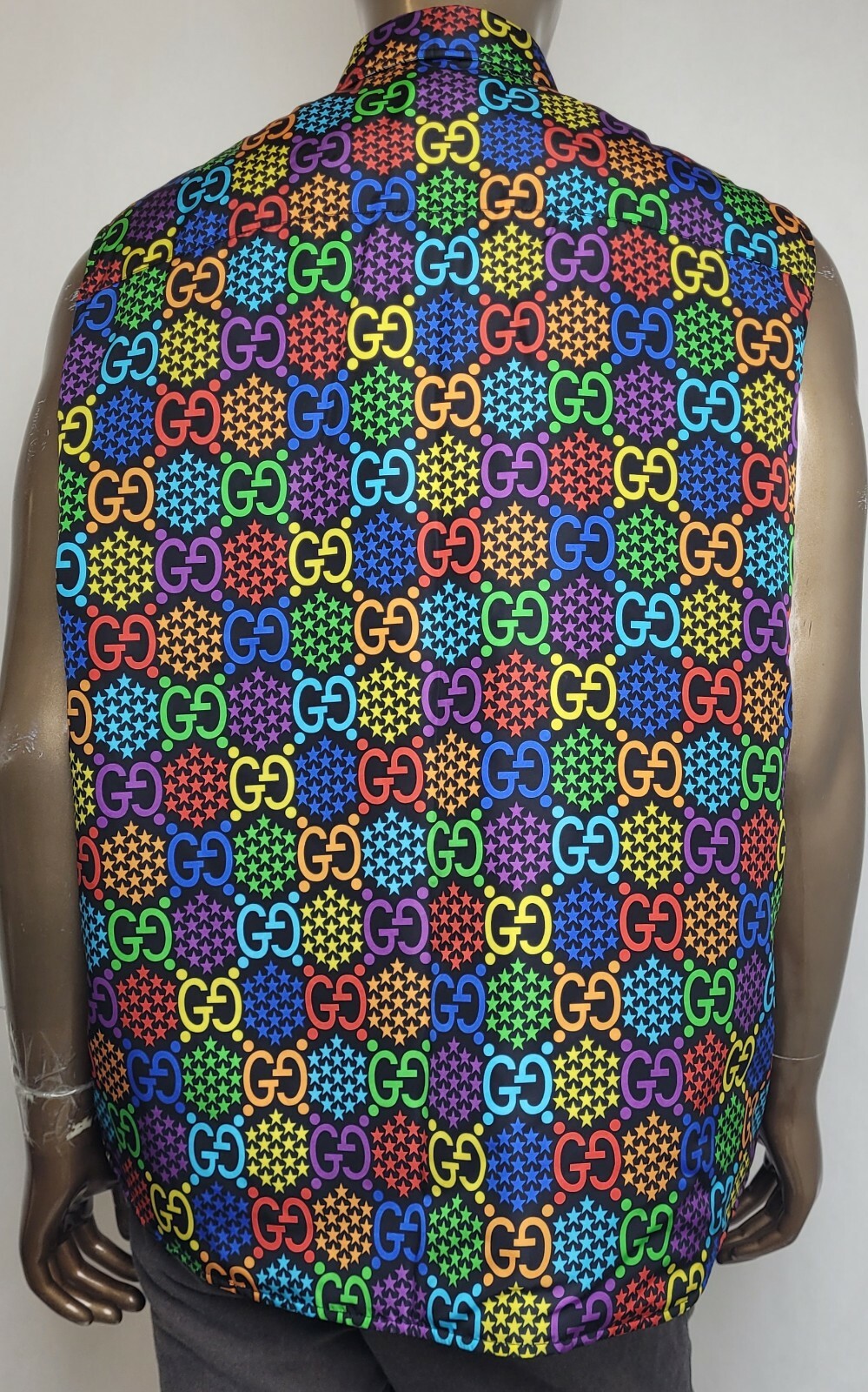 Pre-owned Gucci Men Multicolored Star Print Interlocking Psychedelic Vest 50 590785 1868