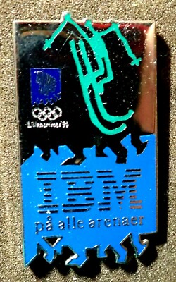 OFFICIAL IBM SKIING 1994 LILLEHAMMER OLYMPIC GAMES PIN / 2022 BEIJING MEDIA