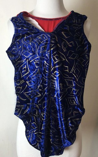 Girl Bear Affair Activewear Red White Blue w/ Gold Size L Dance Gymnastics Suit