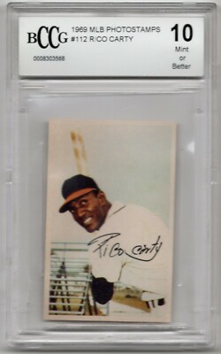 ~RARE~ 1969 MLB Photostamps #112 RICO CARTY Hand Cut PSA BCCG GEM MINT 10